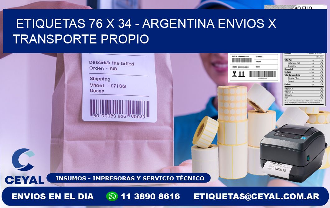 ETIQUETAS 76 x 34 - ARGENTINA ENVIOS X TRANSPORTE PROPIO