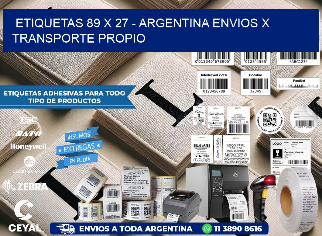 ETIQUETAS 89 x 27 – ARGENTINA ENVIOS X TRANSPORTE PROPIO