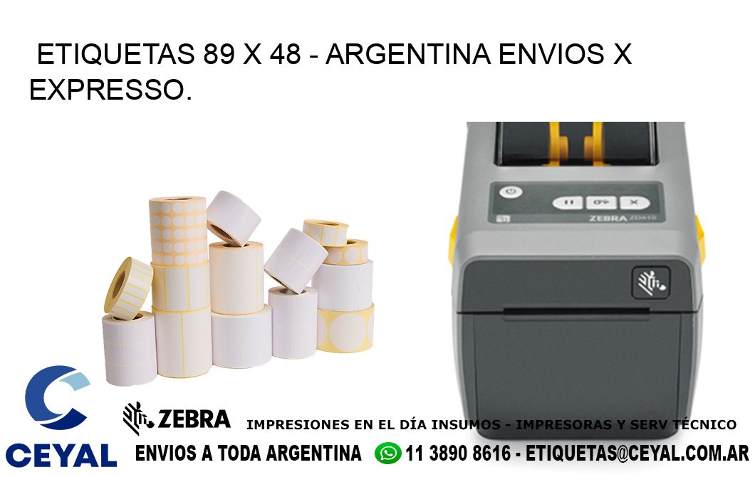 ETIQUETAS 89 x 48 - ARGENTINA ENVIOS X EXPRESSO.