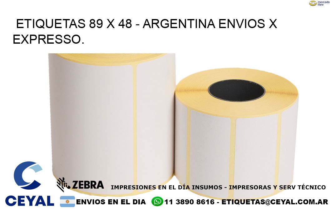 ETIQUETAS 89 x 48 – ARGENTINA ENVIOS X EXPRESSO.