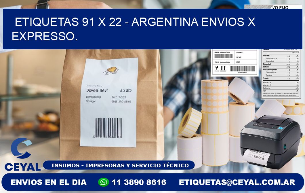 ETIQUETAS 91 x 22 - ARGENTINA ENVIOS X EXPRESSO.