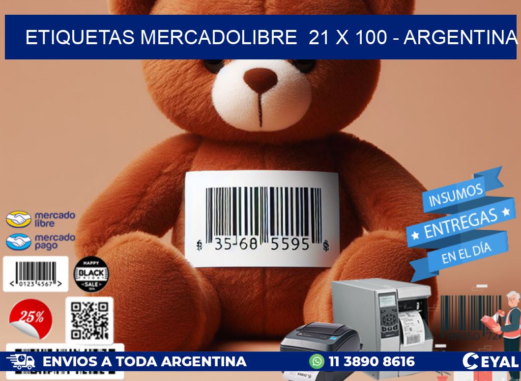 ETIQUETAS MERCADOLIBRE  21 x 100 - ARGENTINA