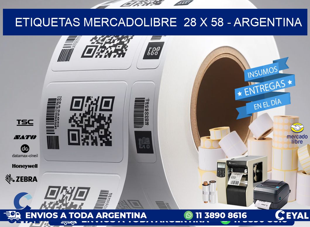 ETIQUETAS MERCADOLIBRE  28 x 58 - ARGENTINA