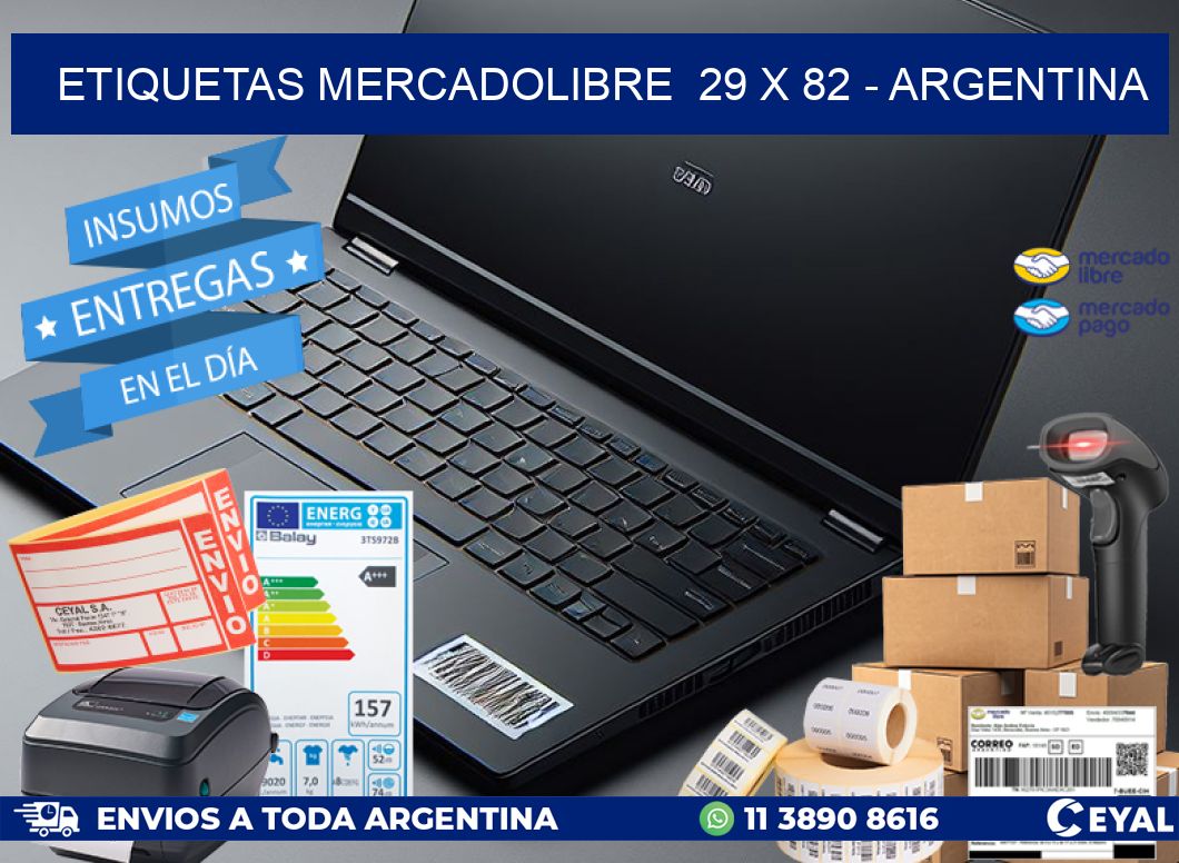 ETIQUETAS MERCADOLIBRE  29 x 82 - ARGENTINA