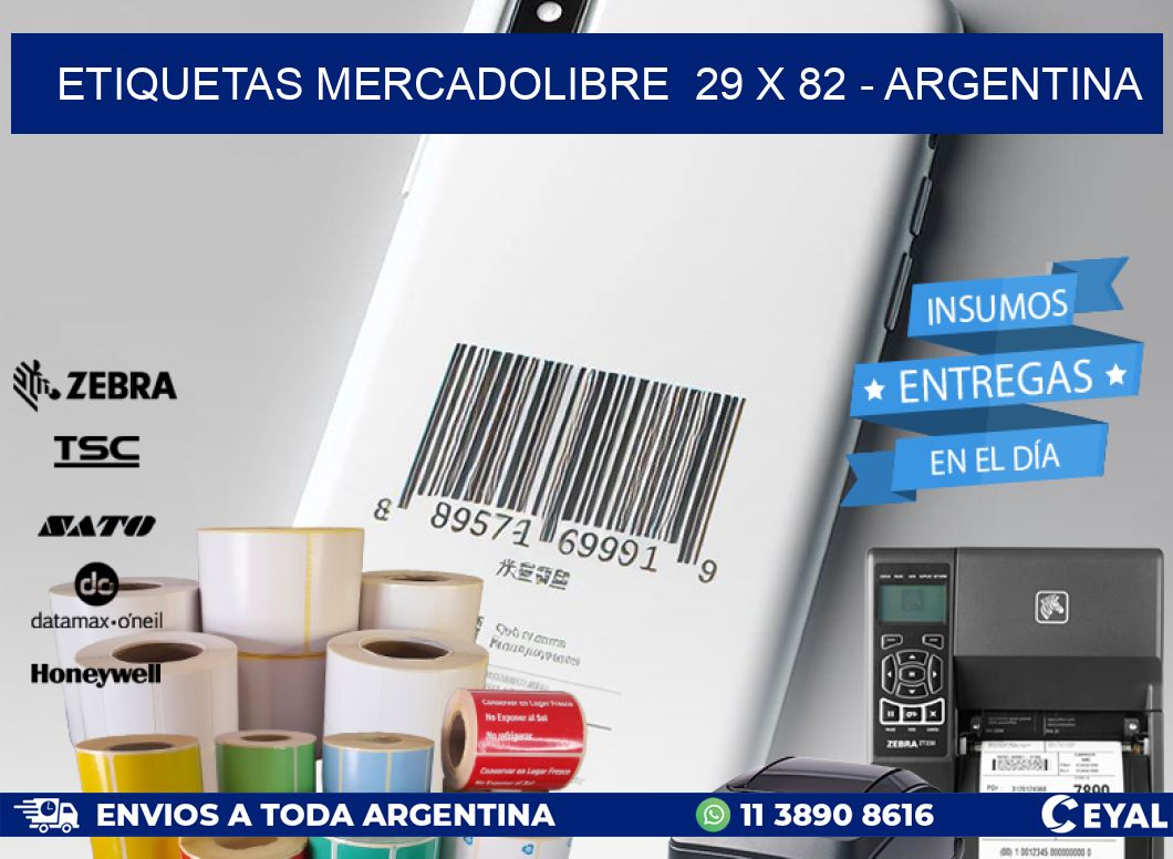 ETIQUETAS MERCADOLIBRE  29 x 82 - ARGENTINA