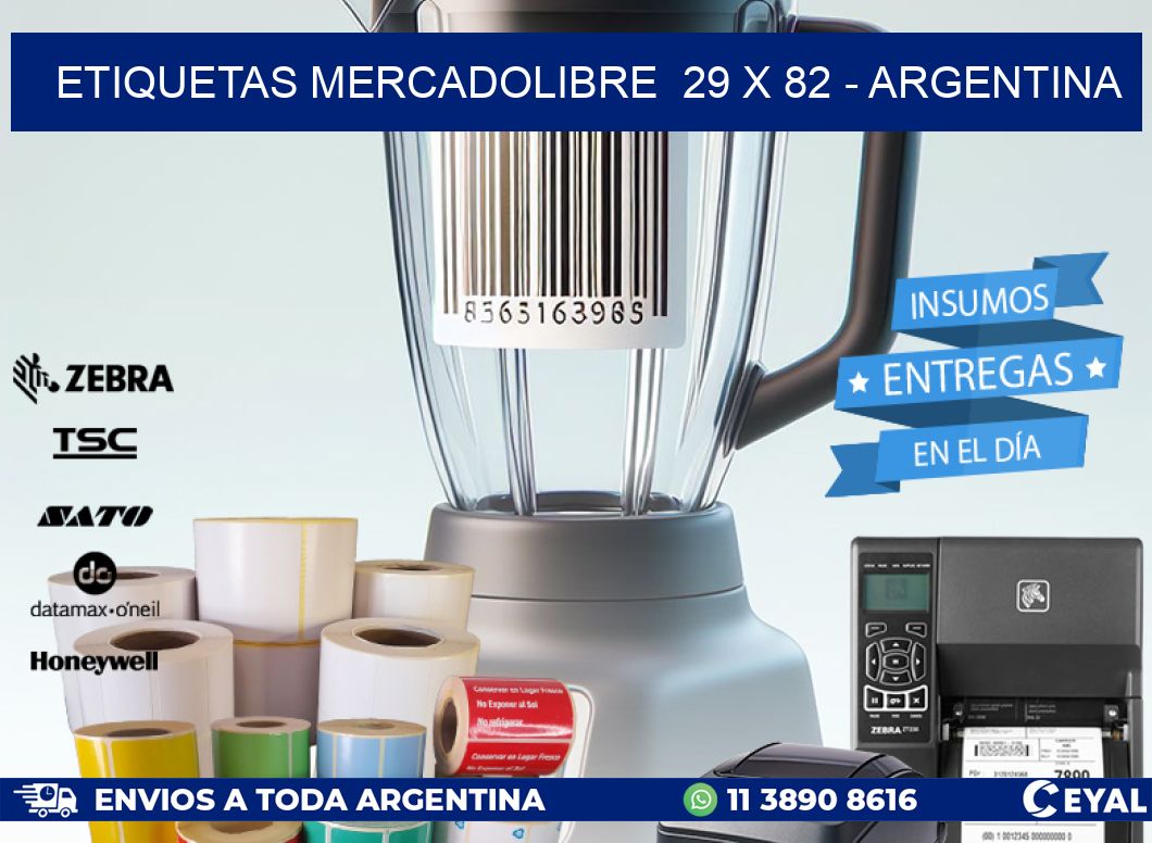 ETIQUETAS MERCADOLIBRE  29 x 82 - ARGENTINA