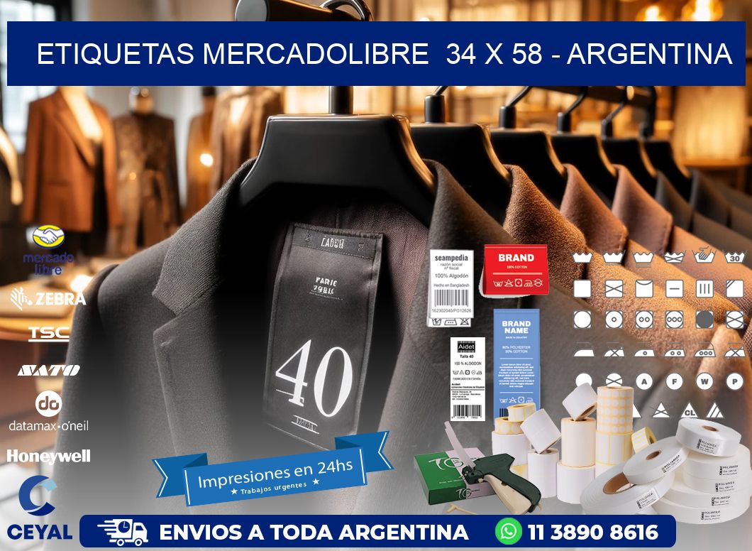 ETIQUETAS MERCADOLIBRE  34 x 58 - ARGENTINA