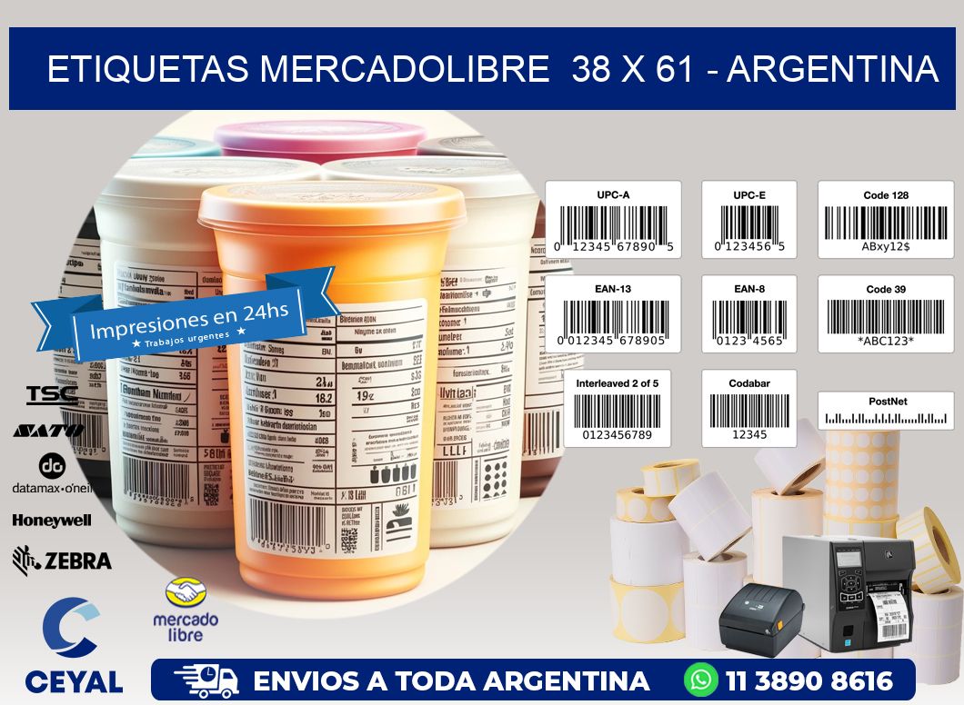 ETIQUETAS MERCADOLIBRE  38 x 61 - ARGENTINA