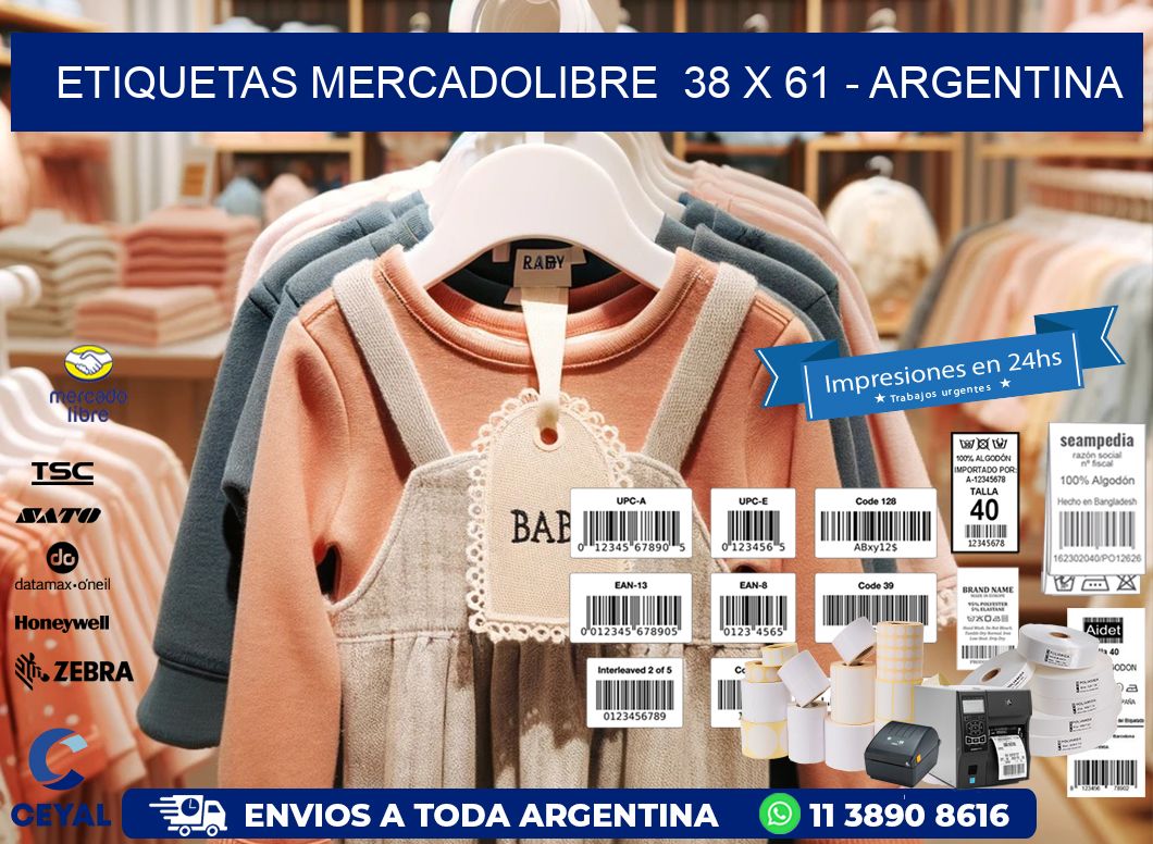 ETIQUETAS MERCADOLIBRE  38 x 61 - ARGENTINA