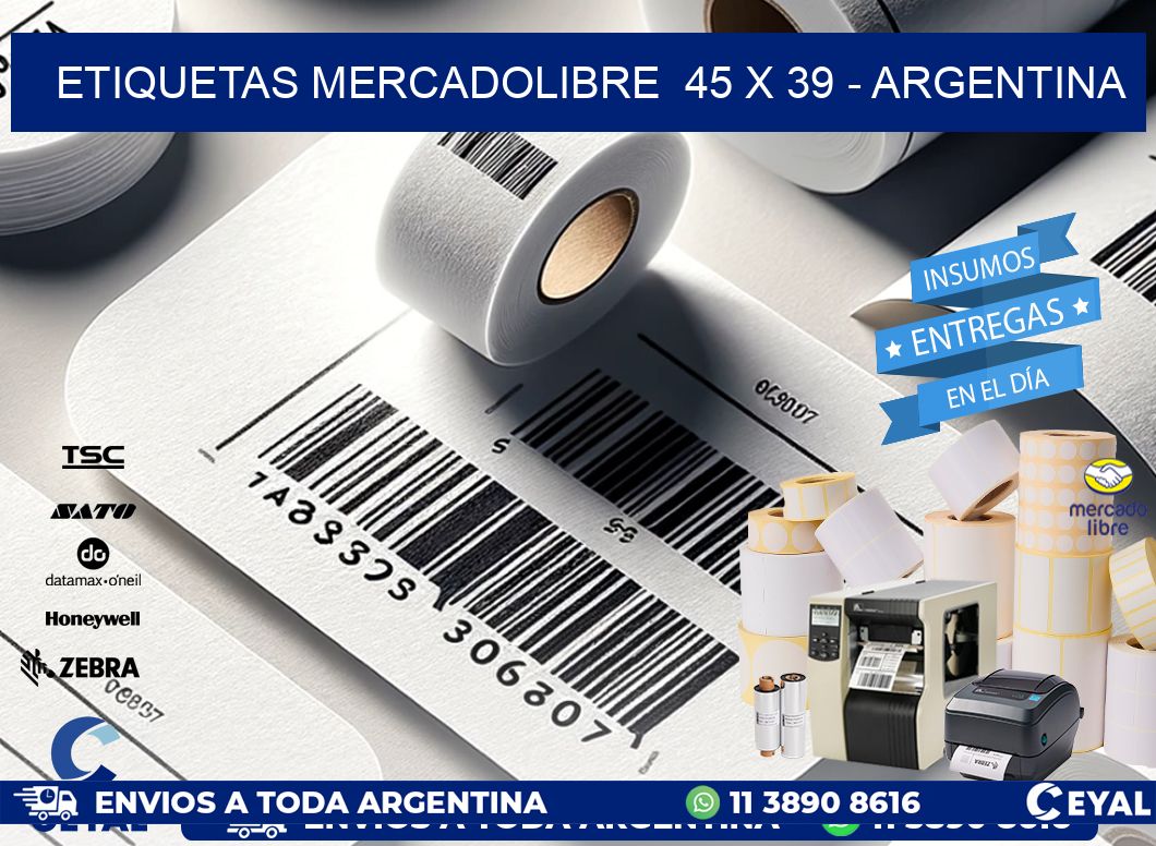 ETIQUETAS MERCADOLIBRE  45 x 39 - ARGENTINA