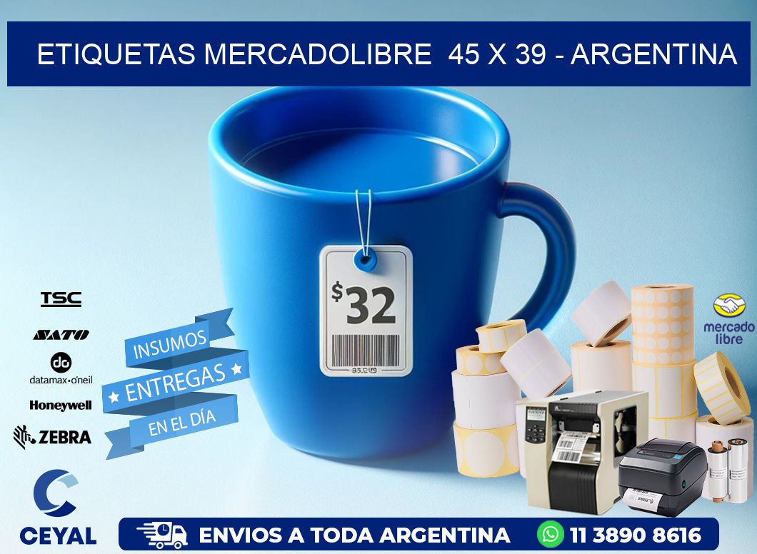 ETIQUETAS MERCADOLIBRE  45 x 39 - ARGENTINA