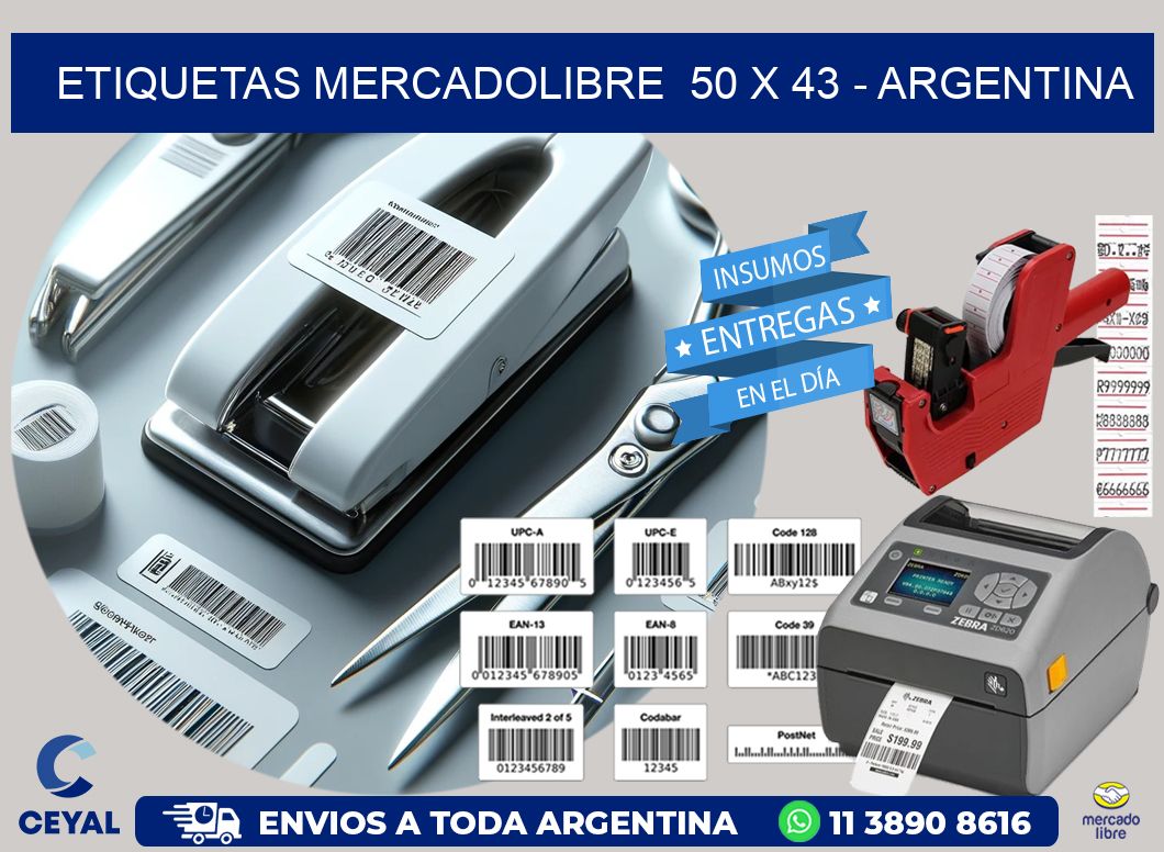 ETIQUETAS MERCADOLIBRE  50 x 43 - ARGENTINA