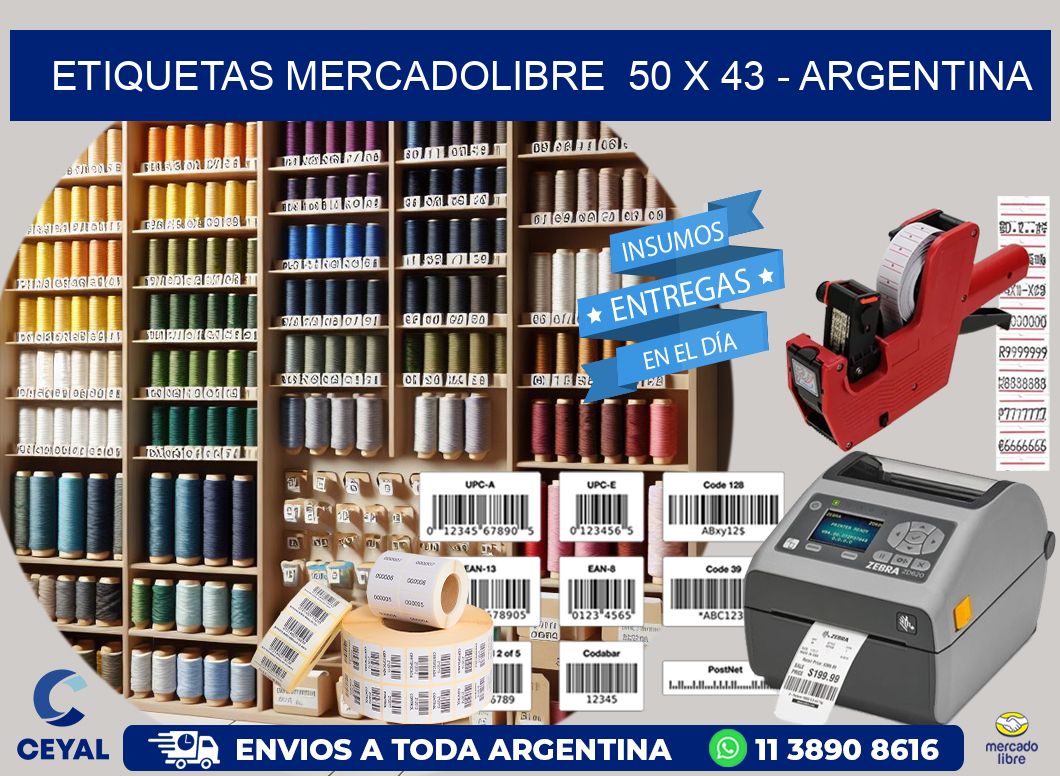 ETIQUETAS MERCADOLIBRE  50 x 43 - ARGENTINA