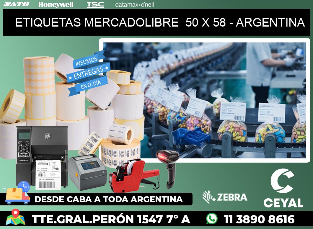 ETIQUETAS MERCADOLIBRE  50 x 58 - ARGENTINA