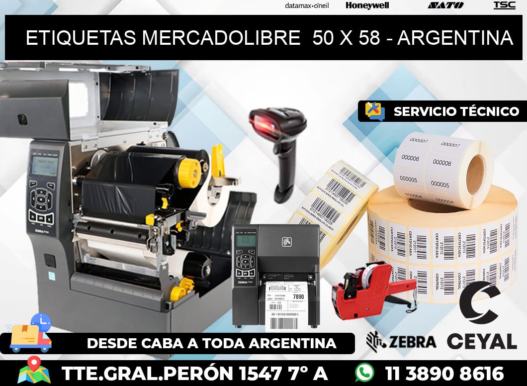 ETIQUETAS MERCADOLIBRE  50 x 58 - ARGENTINA