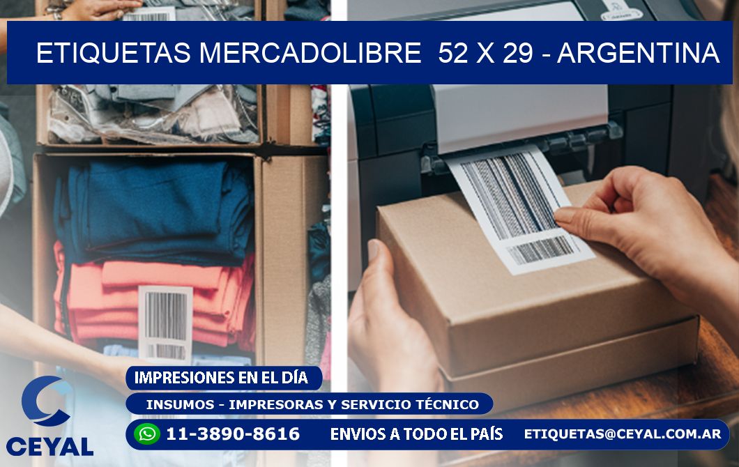 ETIQUETAS MERCADOLIBRE  52 x 29 - ARGENTINA