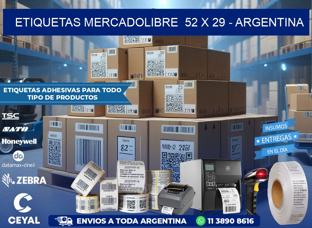 ETIQUETAS MERCADOLIBRE  52 x 29 - ARGENTINA