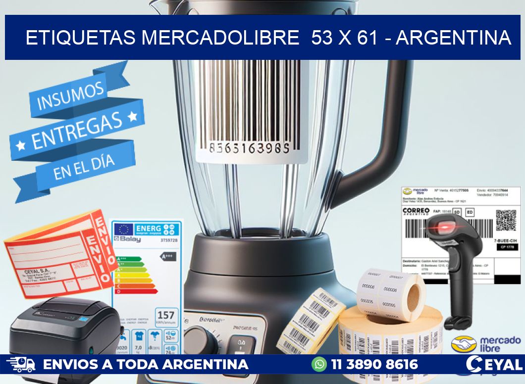 ETIQUETAS MERCADOLIBRE  53 x 61 - ARGENTINA