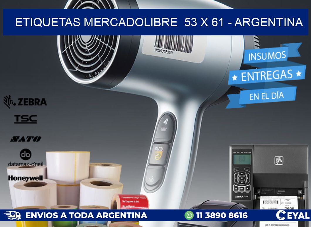 ETIQUETAS MERCADOLIBRE  53 x 61 - ARGENTINA