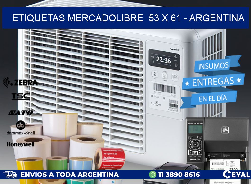 ETIQUETAS MERCADOLIBRE  53 x 61 - ARGENTINA