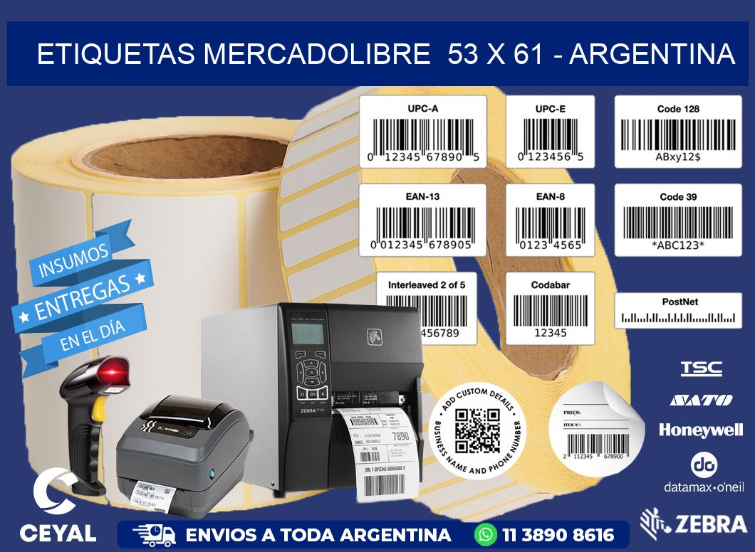 ETIQUETAS MERCADOLIBRE  53 x 61 - ARGENTINA