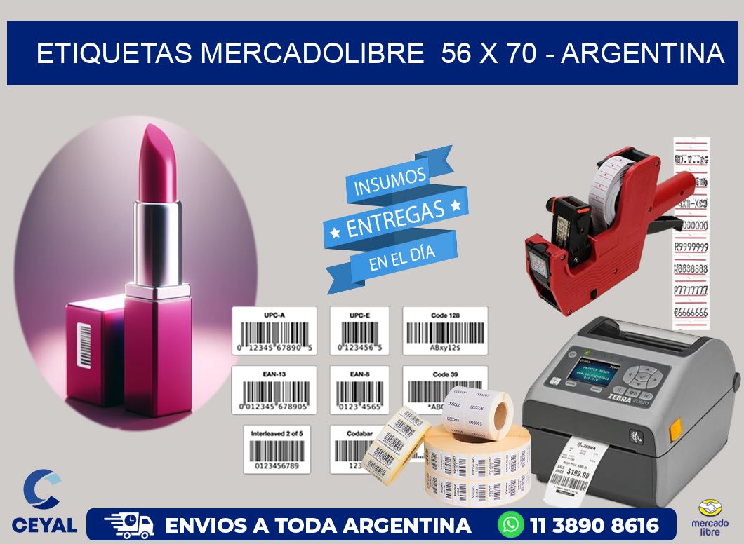 ETIQUETAS MERCADOLIBRE  56 x 70 - ARGENTINA