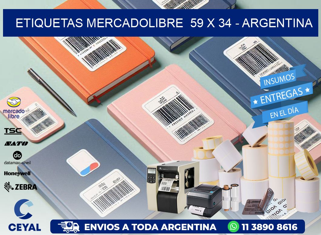 ETIQUETAS MERCADOLIBRE  59 x 34 - ARGENTINA