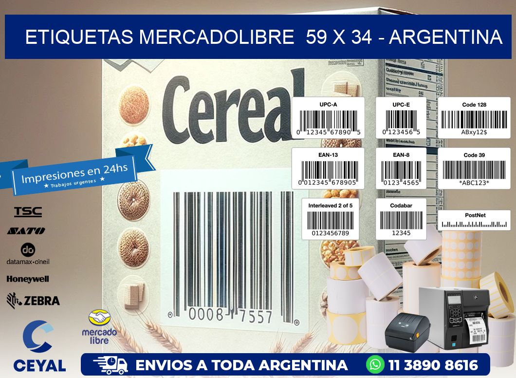 ETIQUETAS MERCADOLIBRE  59 x 34 - ARGENTINA