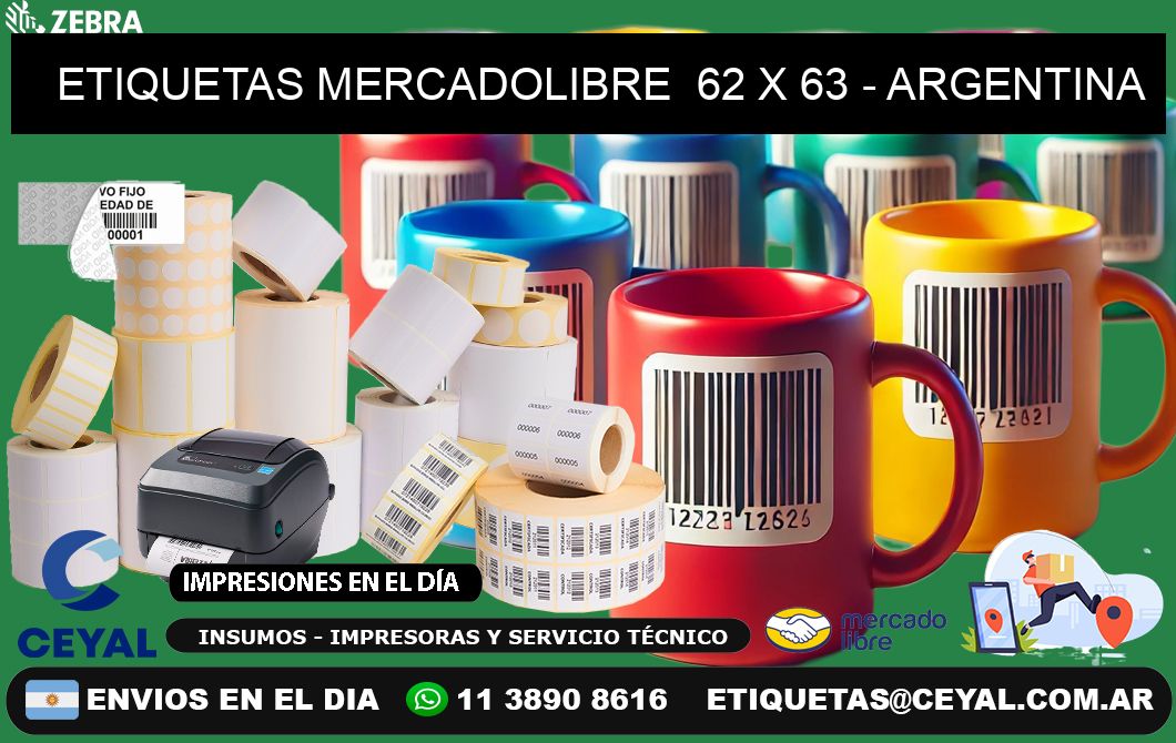 ETIQUETAS MERCADOLIBRE  62 x 63 - ARGENTINA