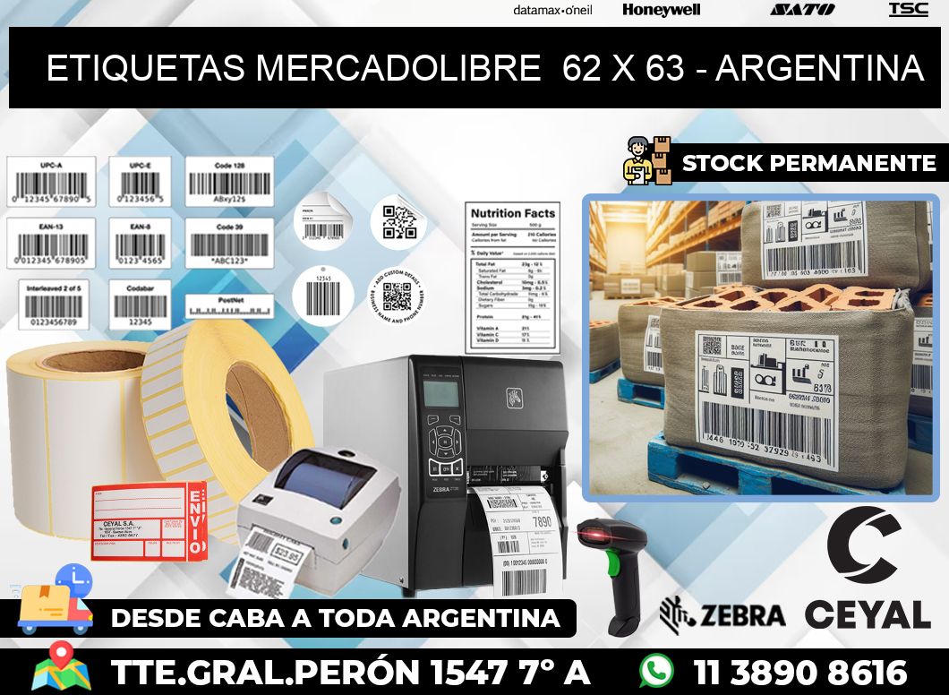 ETIQUETAS MERCADOLIBRE  62 x 63 – ARGENTINA