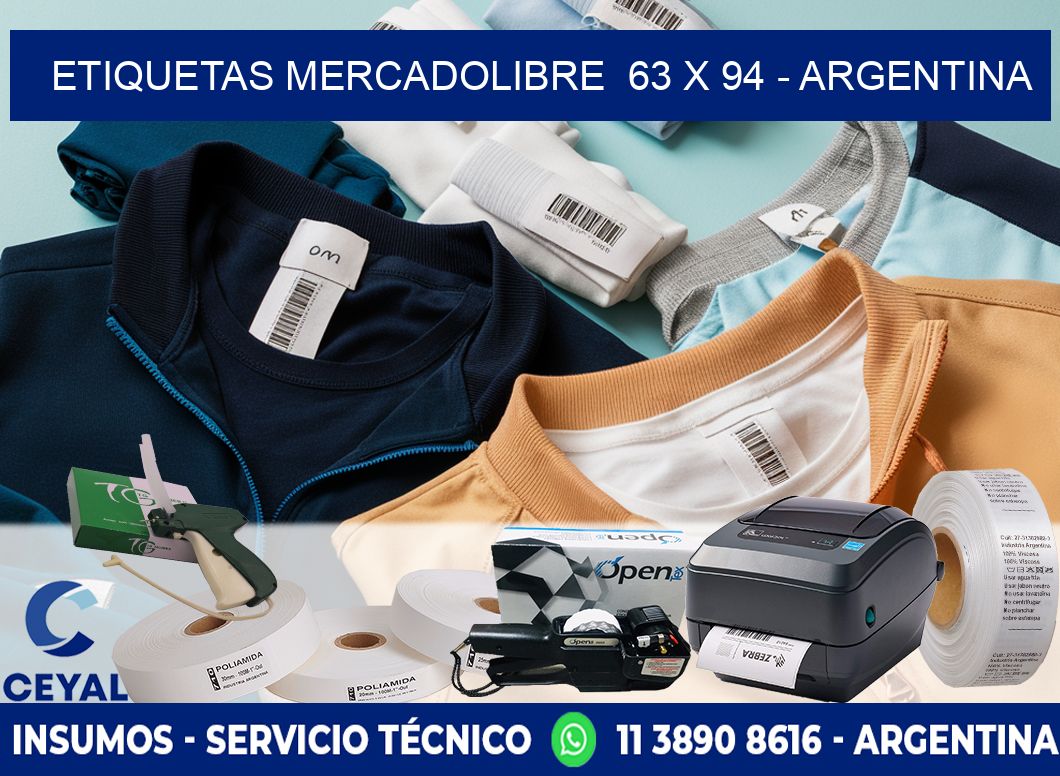 ETIQUETAS MERCADOLIBRE  63 x 94 - ARGENTINA