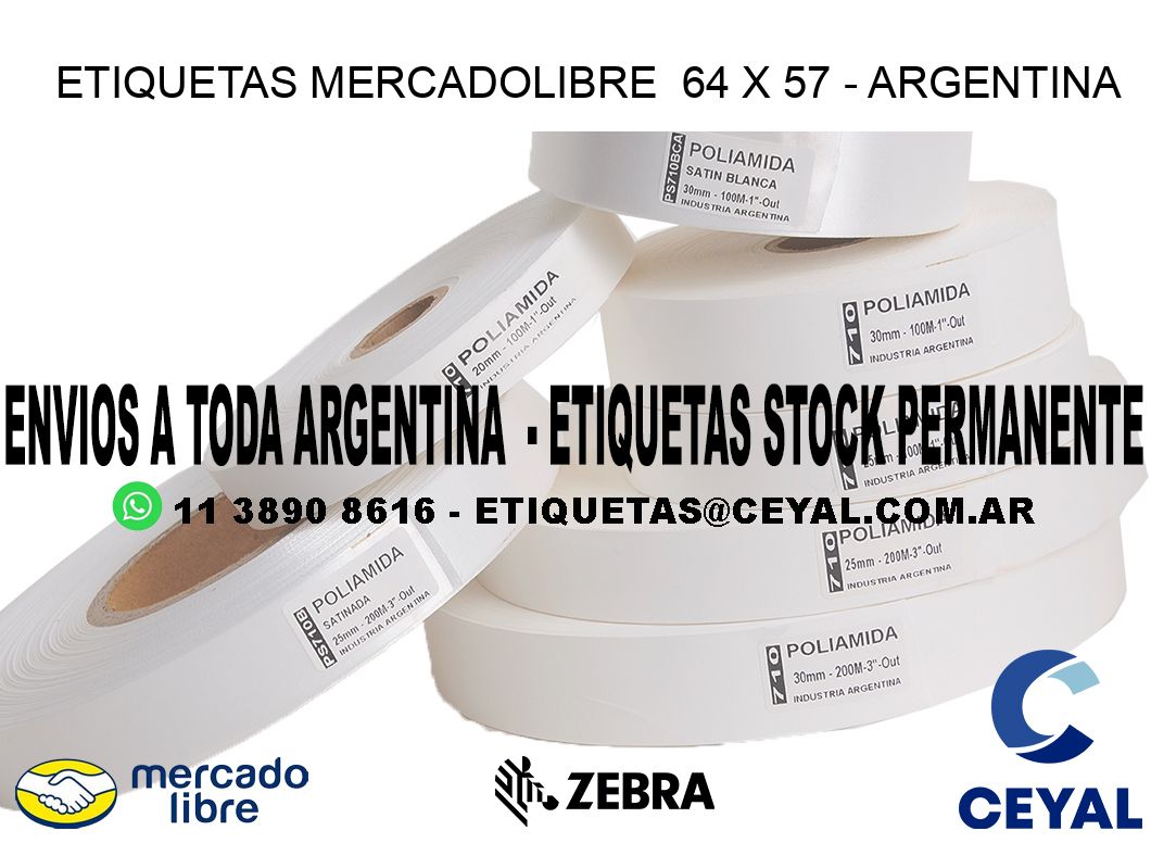 ETIQUETAS MERCADOLIBRE  64 x 57 - ARGENTINA