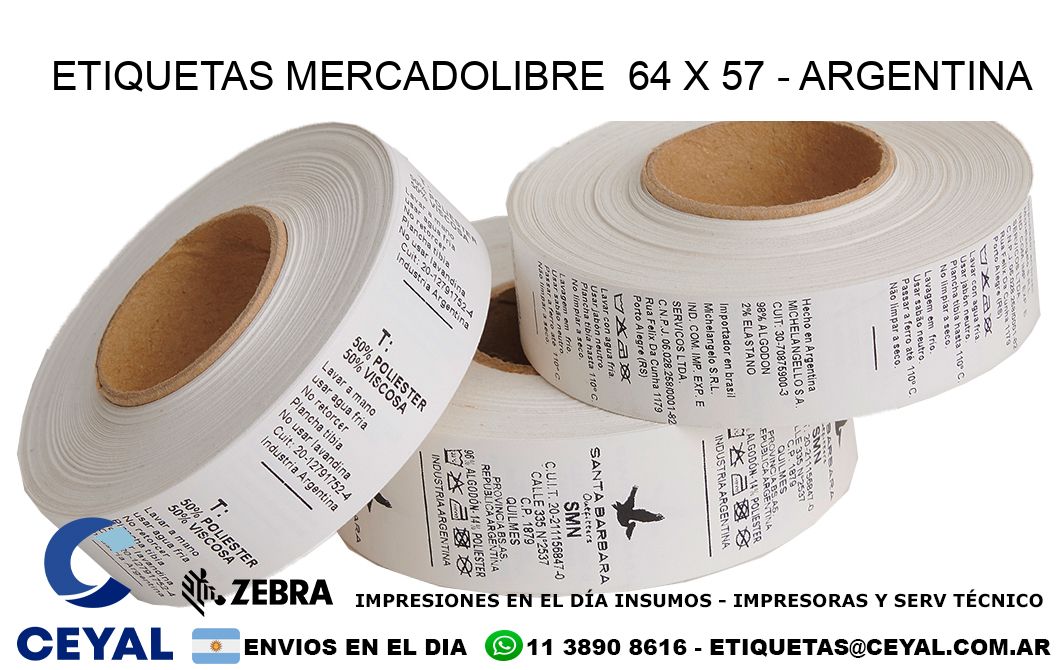 ETIQUETAS MERCADOLIBRE  64 x 57 - ARGENTINA