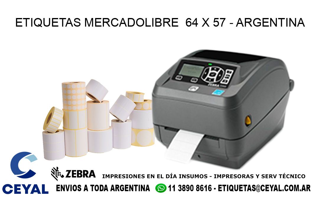 ETIQUETAS MERCADOLIBRE  64 x 57 - ARGENTINA