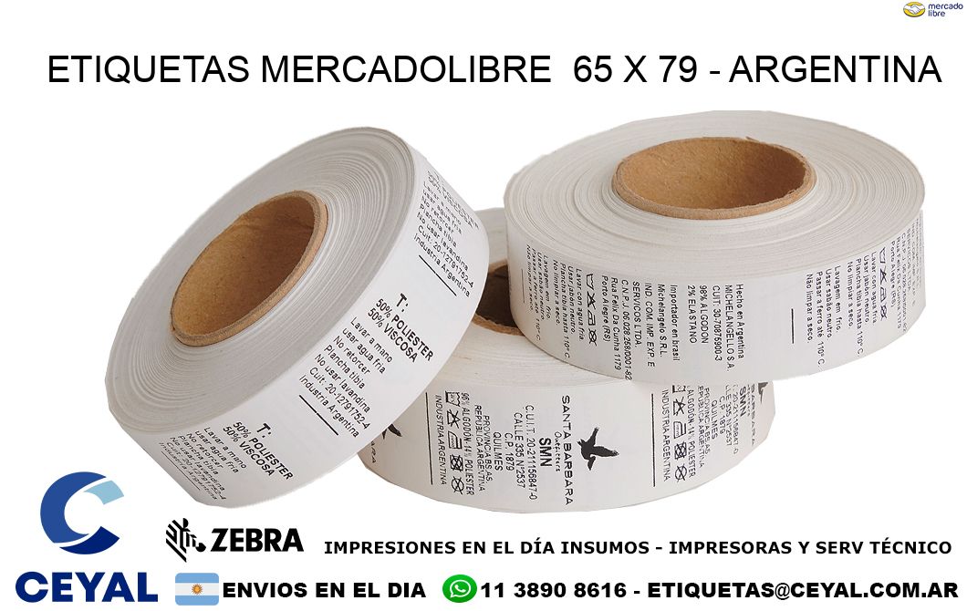 ETIQUETAS MERCADOLIBRE  65 x 79 - ARGENTINA