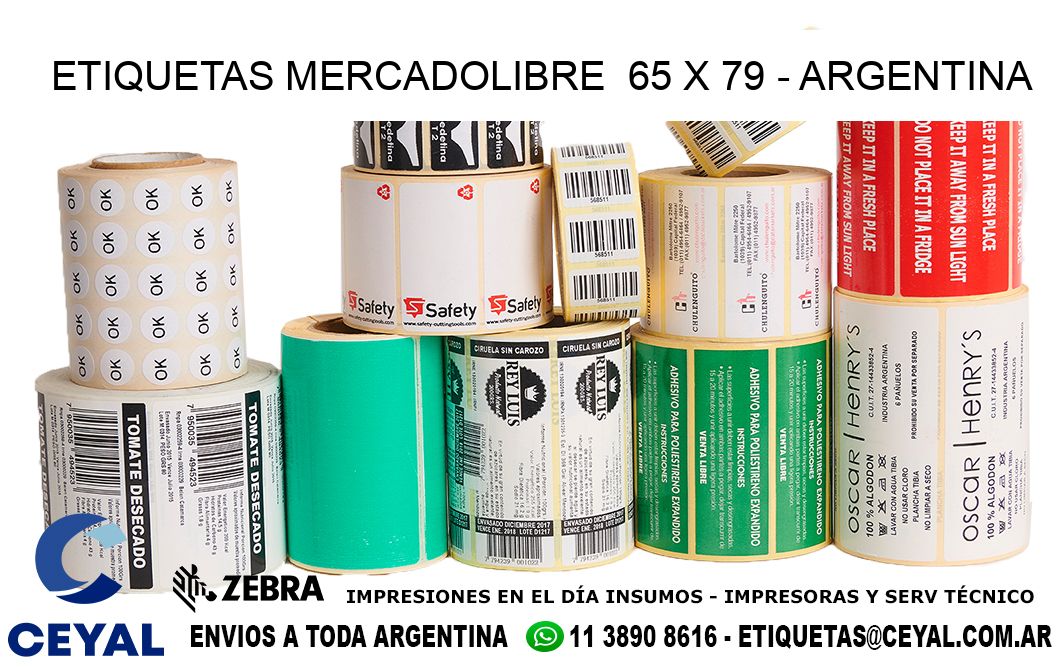 ETIQUETAS MERCADOLIBRE  65 x 79 - ARGENTINA