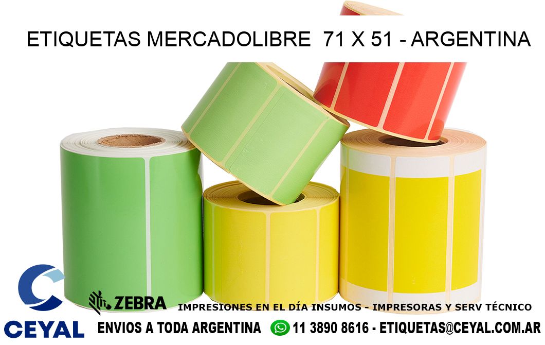 ETIQUETAS MERCADOLIBRE  71 x 51 - ARGENTINA