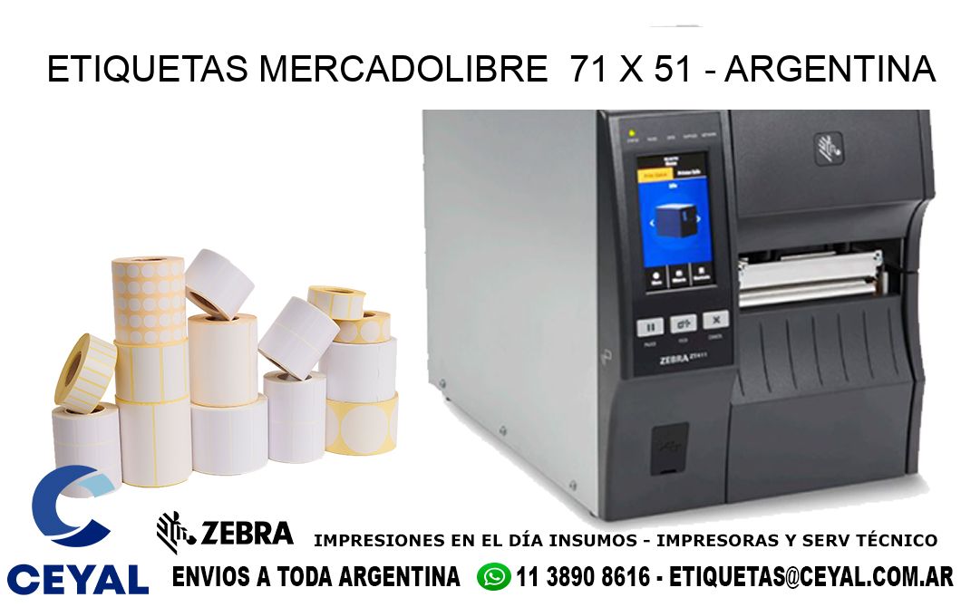 ETIQUETAS MERCADOLIBRE  71 x 51 - ARGENTINA