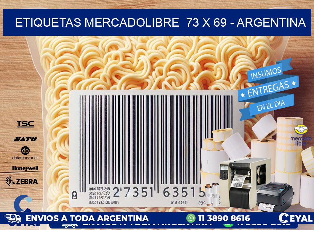 ETIQUETAS MERCADOLIBRE  73 x 69 - ARGENTINA