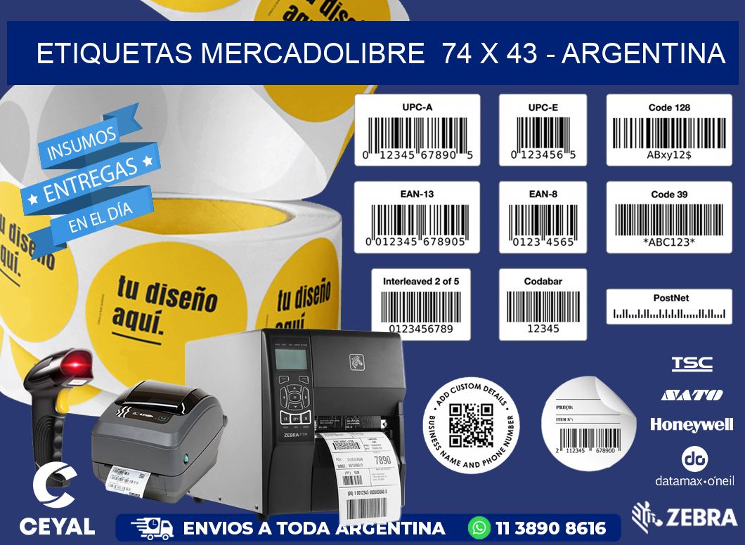 ETIQUETAS MERCADOLIBRE  74 x 43 - ARGENTINA