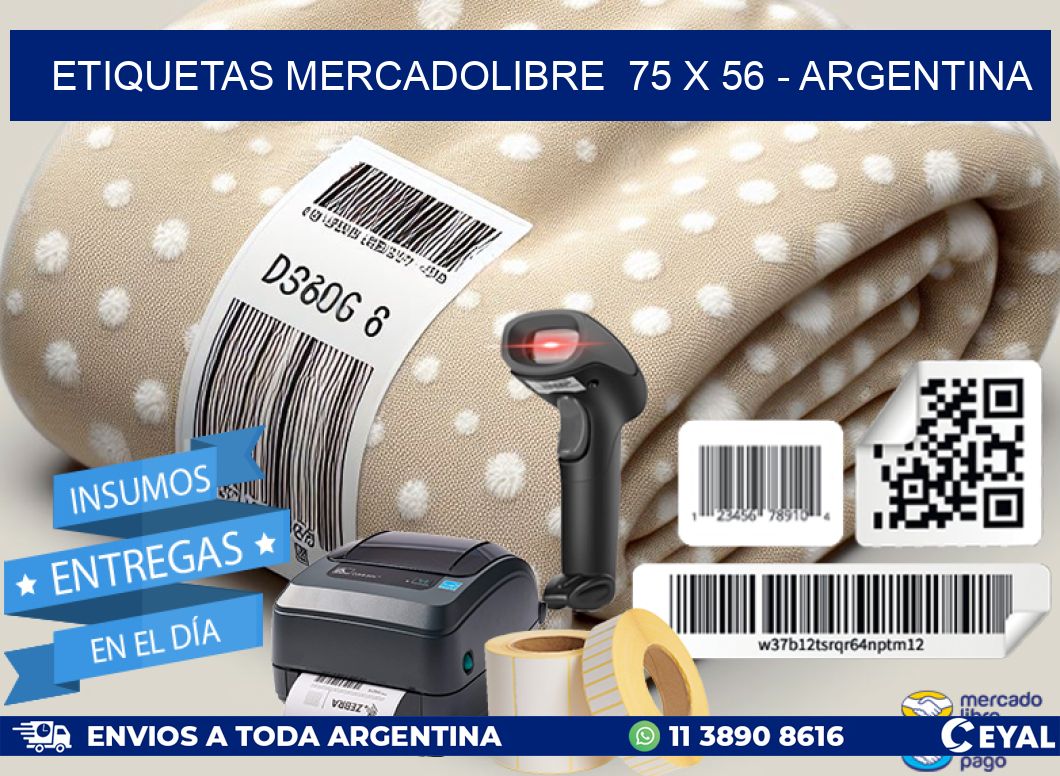 ETIQUETAS MERCADOLIBRE  75 x 56 - ARGENTINA