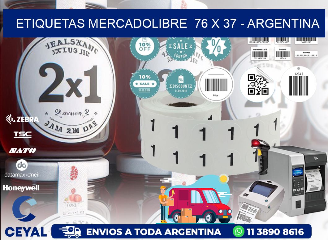 ETIQUETAS MERCADOLIBRE  76 x 37 - ARGENTINA