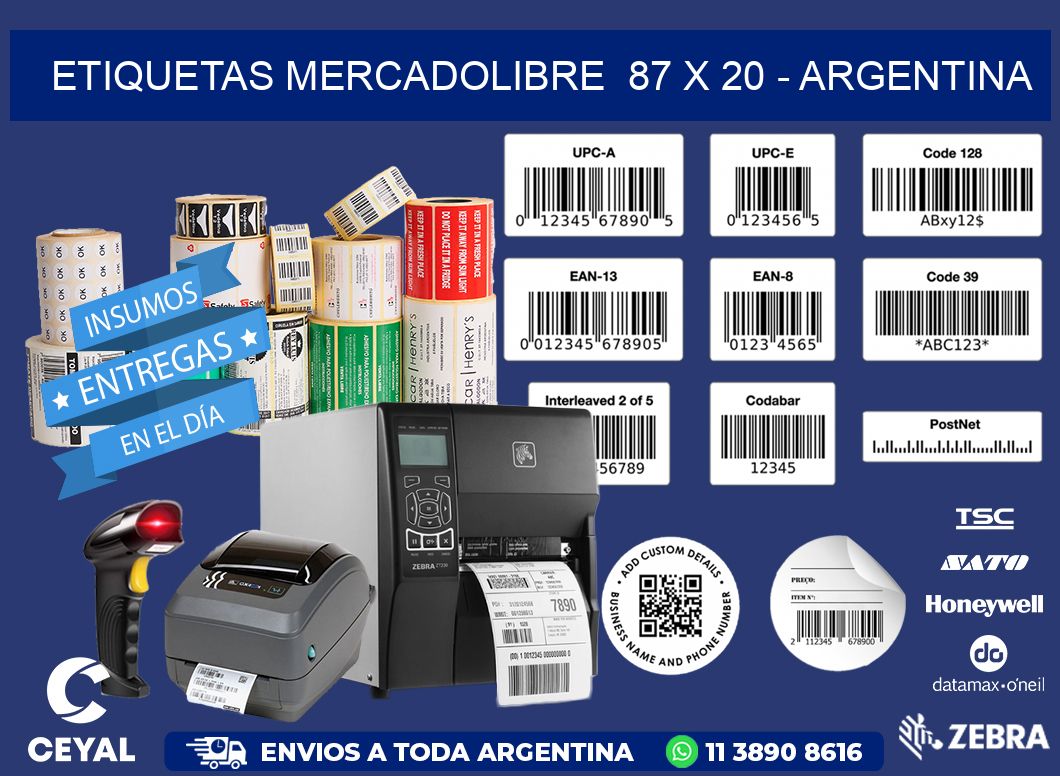 ETIQUETAS MERCADOLIBRE  87 x 20 - ARGENTINA