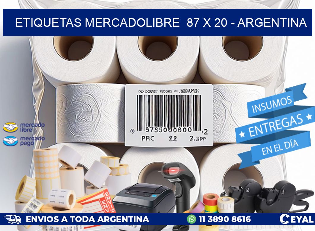 ETIQUETAS MERCADOLIBRE  87 x 20 - ARGENTINA