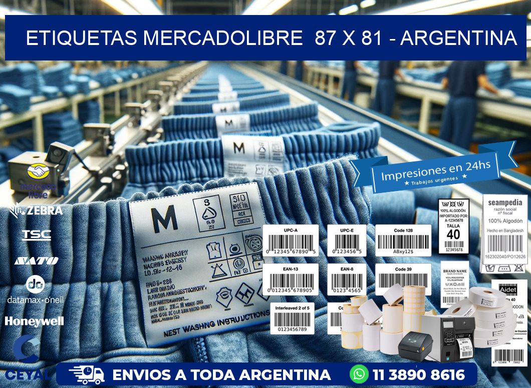 ETIQUETAS MERCADOLIBRE  87 x 81 - ARGENTINA