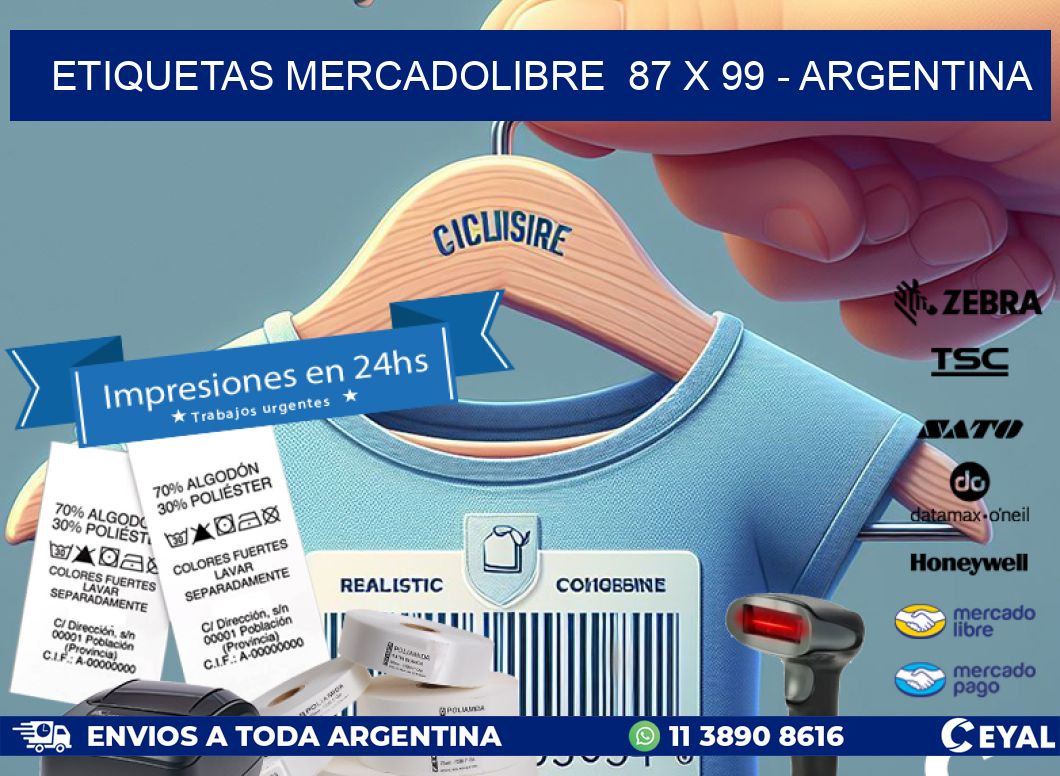 ETIQUETAS MERCADOLIBRE  87 x 99 - ARGENTINA