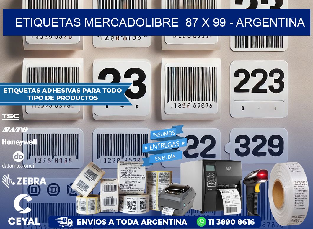 ETIQUETAS MERCADOLIBRE  87 x 99 - ARGENTINA