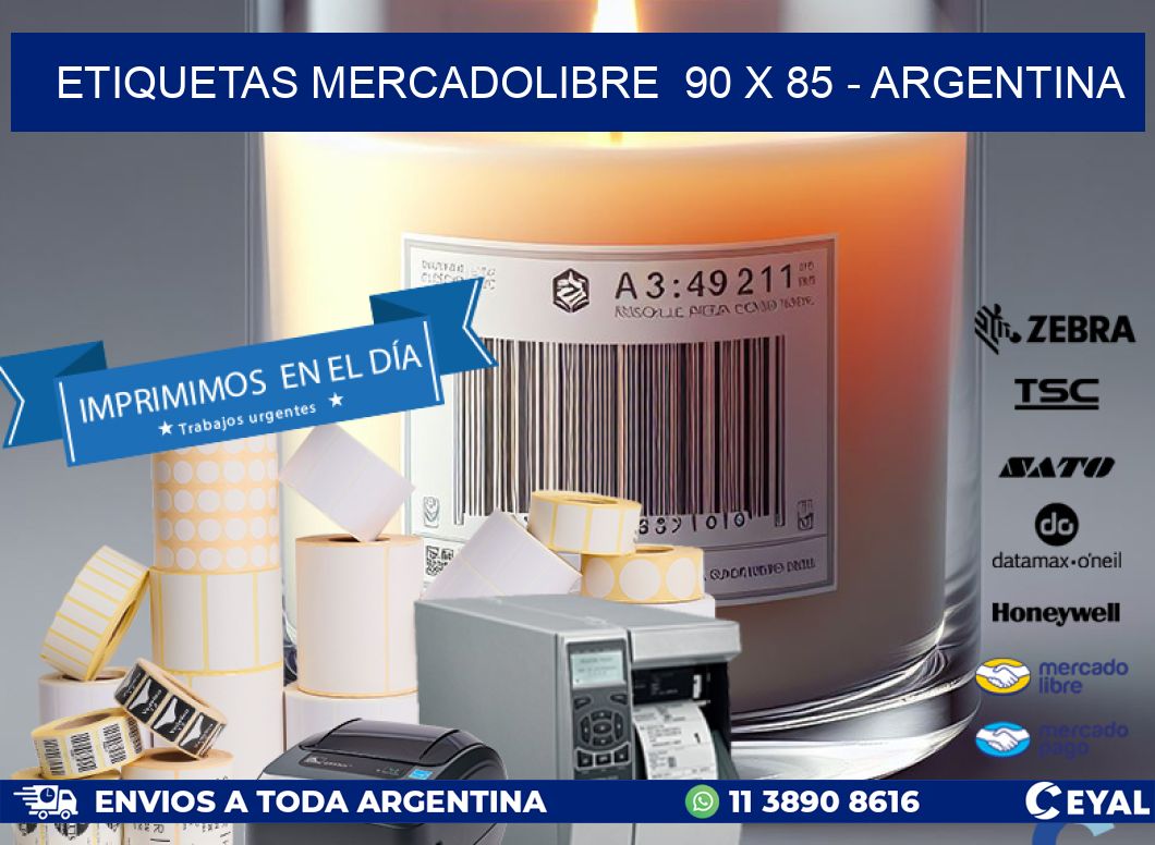 ETIQUETAS MERCADOLIBRE  90 x 85 - ARGENTINA