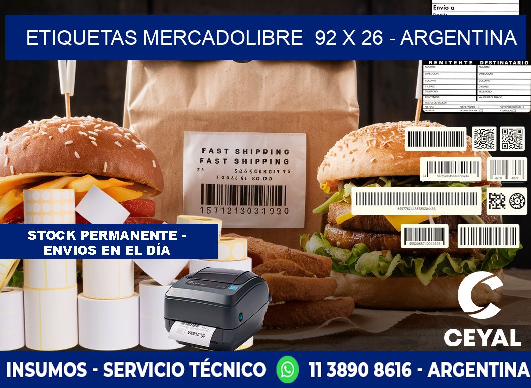 ETIQUETAS MERCADOLIBRE  92 x 26 - ARGENTINA