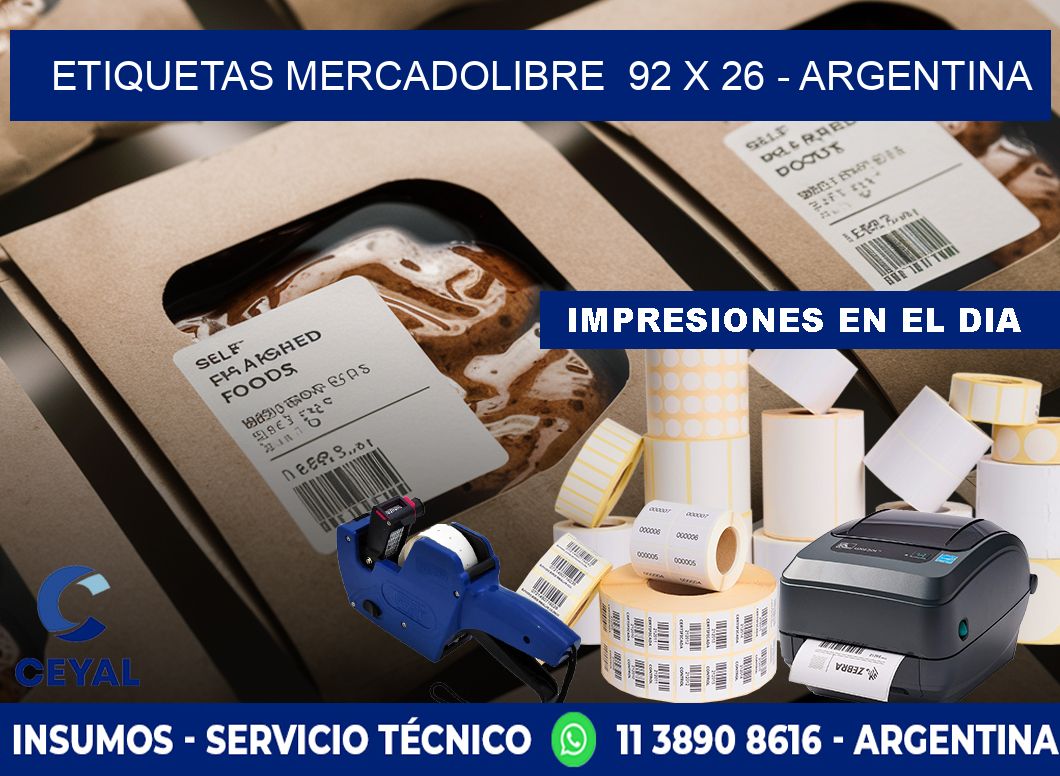 ETIQUETAS MERCADOLIBRE  92 x 26 - ARGENTINA